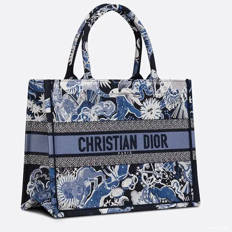Cheap Dior Bag Blue Zodiac Tote Canvas Book Dior Fantastico Motif 0508